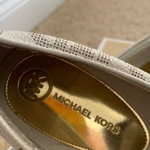Michael Kors White Monogram Slip-on Sneaker, Women’s Sz 10